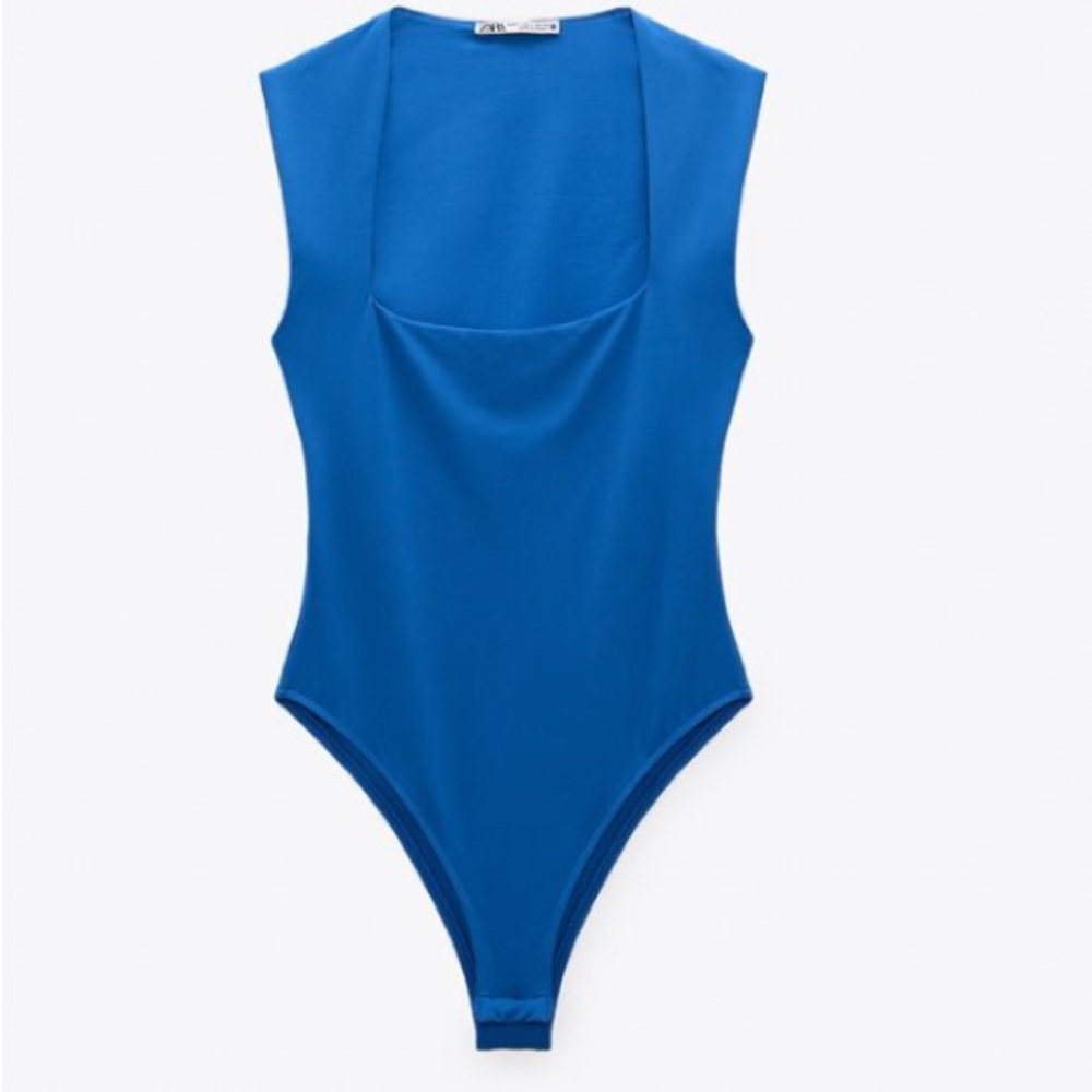 Zara Square Neck Bodysuit in Blueish - Small